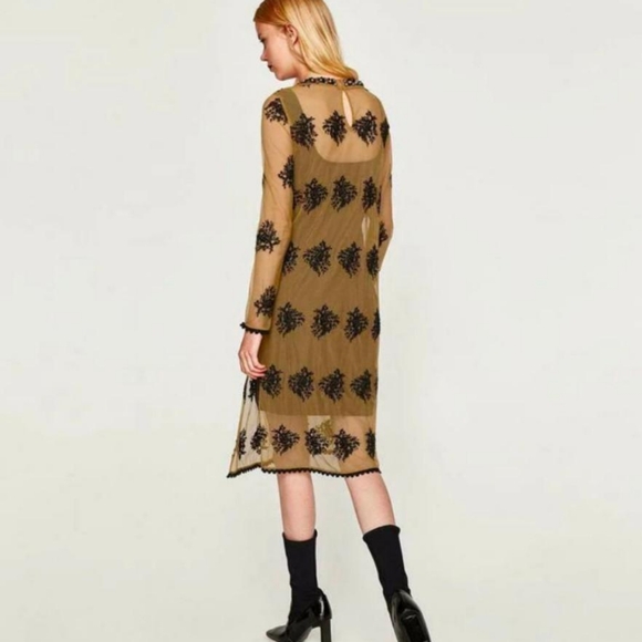 ZARA Embroidery Tulle Dress - Picture 6 of 11